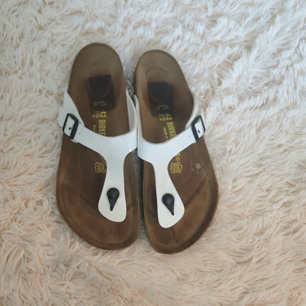Birkenstock White and Brown Sandals